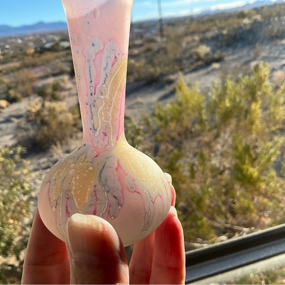 Rueven Glass Nouveau Art Bud Vase  Hand Blown Purple And Yellow - Picture 3 of 5